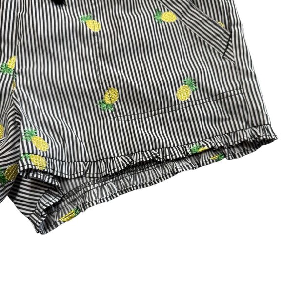 Jolt Stripe Pineapple Ruffle Shorts Black White Stripe Womens Large Drawstring - Picture 3 of 14